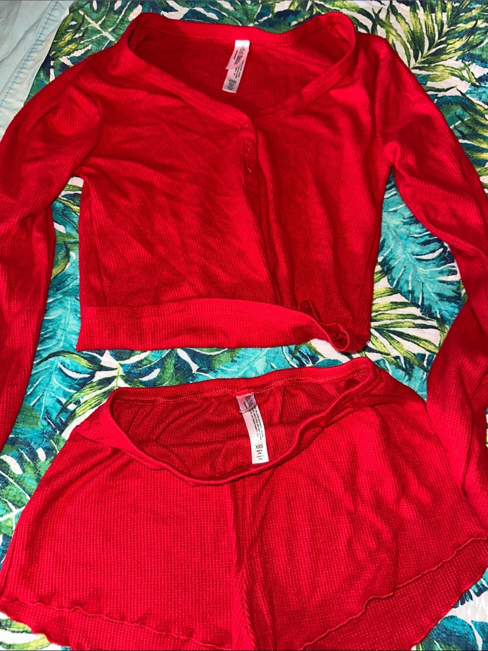 Wild Fable XXS Red Ribbed Two-Piece Lounge Pajama Set - Picture 4 of 4